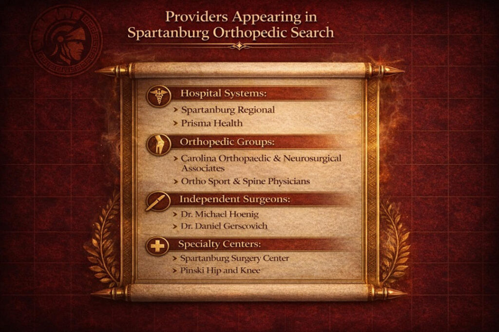 infographic highlighting providers featured across orthopedic searches